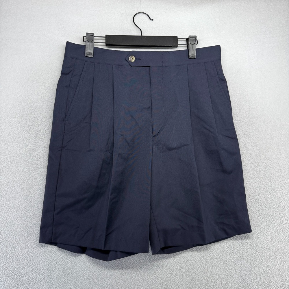 Vintage Sansabelt Shorts Men's 32 Fits 30 Blue High Waisted preppy USA made NEW